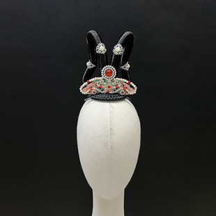 新款儿童古典舞蹈捣药仙头饰敦煌飞天嫦娥玉兔头饰假发头饰品定制