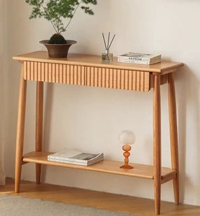 樱桃木实木玄关柜走廊入户装 原木供桌化妆桌 饰桌小吧台桌简约日式