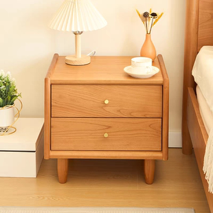 樱桃木和睦床头柜纯实木床头收纳柜简约现代原木风北欧小户型卧室