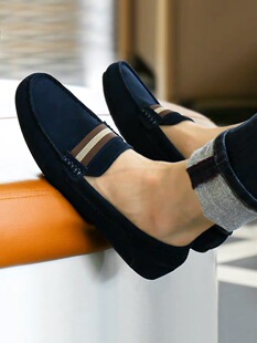 反绒韩版 夏季 男2021年新款 磨砂皮懒人休闲鞋 百搭翻毛蓝2020 豆豆鞋