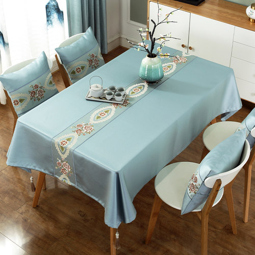 刺绣简约现代风欧式田园茶几布