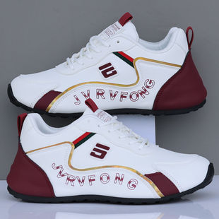 2025新款男鞋防水皮面运动鞋男款休闲跑步鞋男厚底内增高老爹鞋子