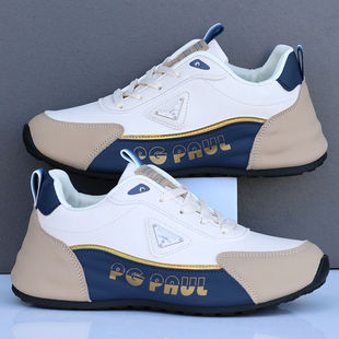 男鞋2025新款秋冬皮面防水休闲运动鞋男款厚底增高跑步鞋百搭潮鞋