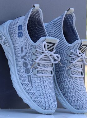 椰子鞋男夏季新款跑步男鞋透气网面休闲鞋防臭轻便运动鞋飞织潮鞋