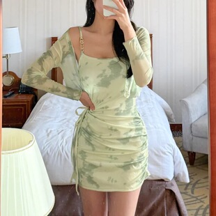 保守显瘦连体游泳衣女 裙款 2025新款 小清新气质女神韩国ins风长袖