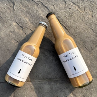 新网红250ml小泰瓶 奶茶瓶咖啡热饮容器外卖饮料瓶 泰奶玻璃瓶港式