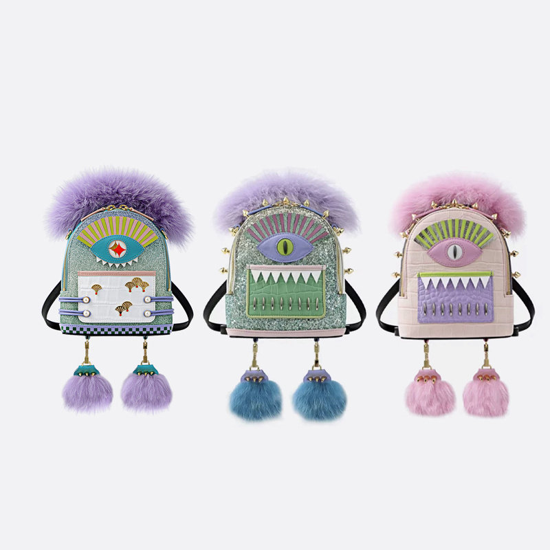 fion/菲安妮小怪兽双肩包2023新款可爱单肩包 faafipk055/060/062