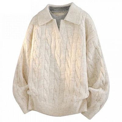 软糯舒适polo领毛衣男女款针织衫