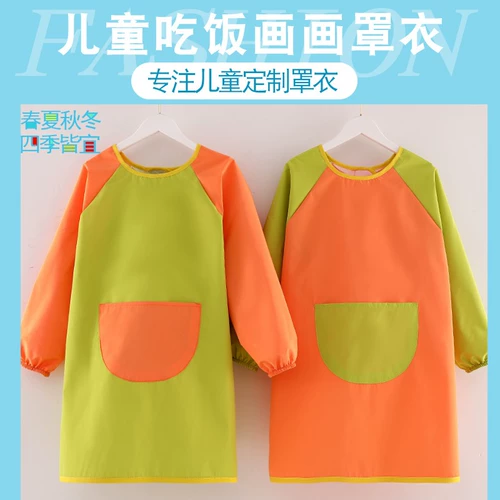 Детский нагрудник, водонепроницаемый лонгслив, художественный фартук на липучке для еды, сзади на завязках, делается под заказ