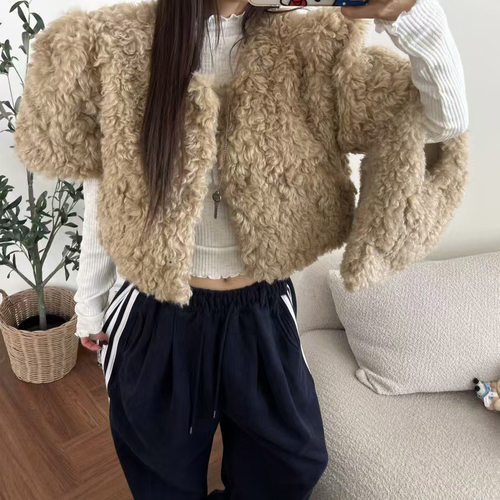 韩国两面穿羊羔毛棉服马甲外套女