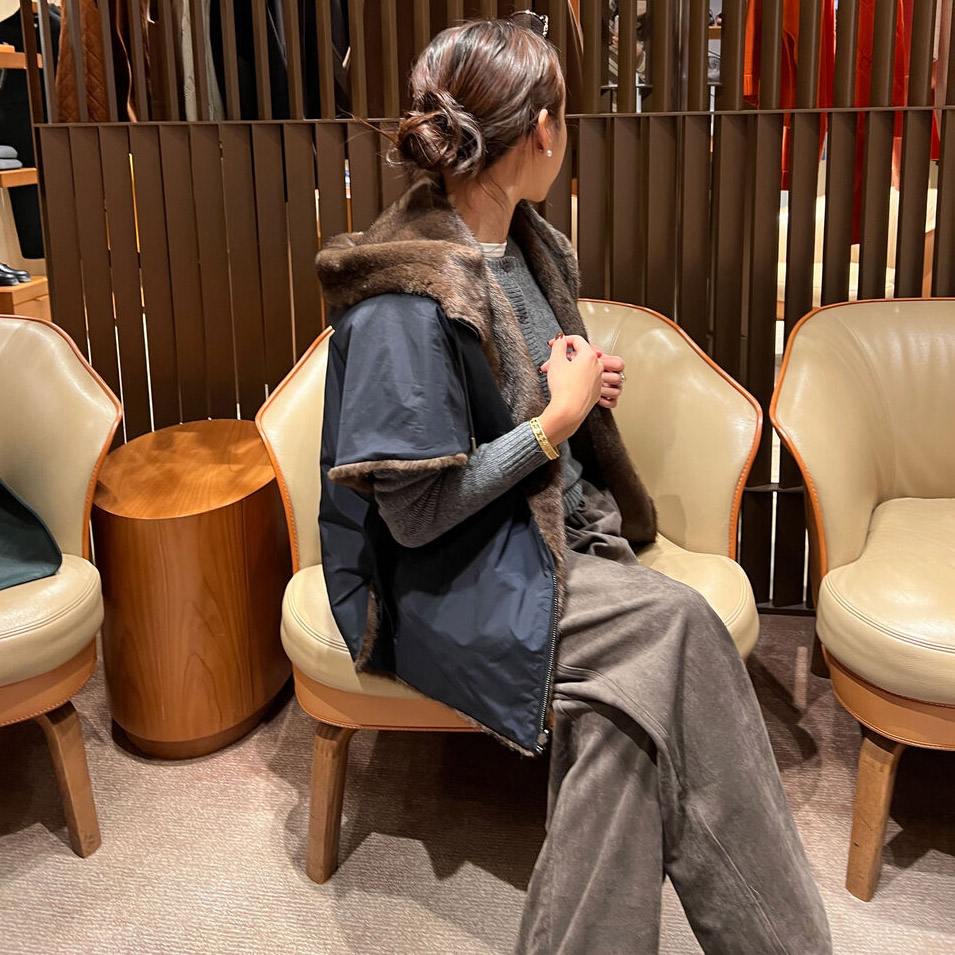 韩国仿水貂毛两面穿皮草短外套女