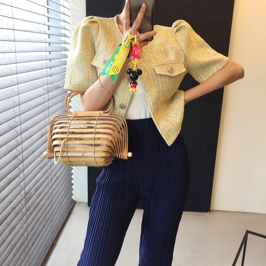 韩国小香风泡泡袖西装外套女