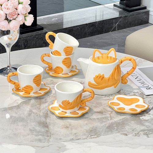 乔迁新居茶具套装陶瓷客厅水杯水壶水具猫咪茶壶结婚订婚礼物送人