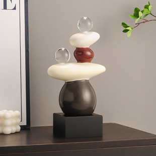 石来运转摆件小众书房客厅高级感玄关酒柜电视柜办公室软装装饰品