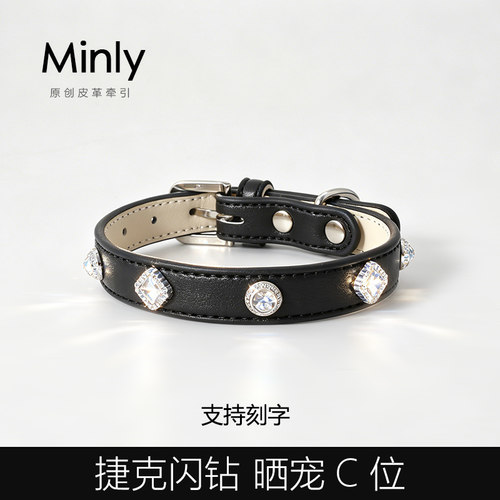 皮革水钻狗狗项圈猫咪宝石项链