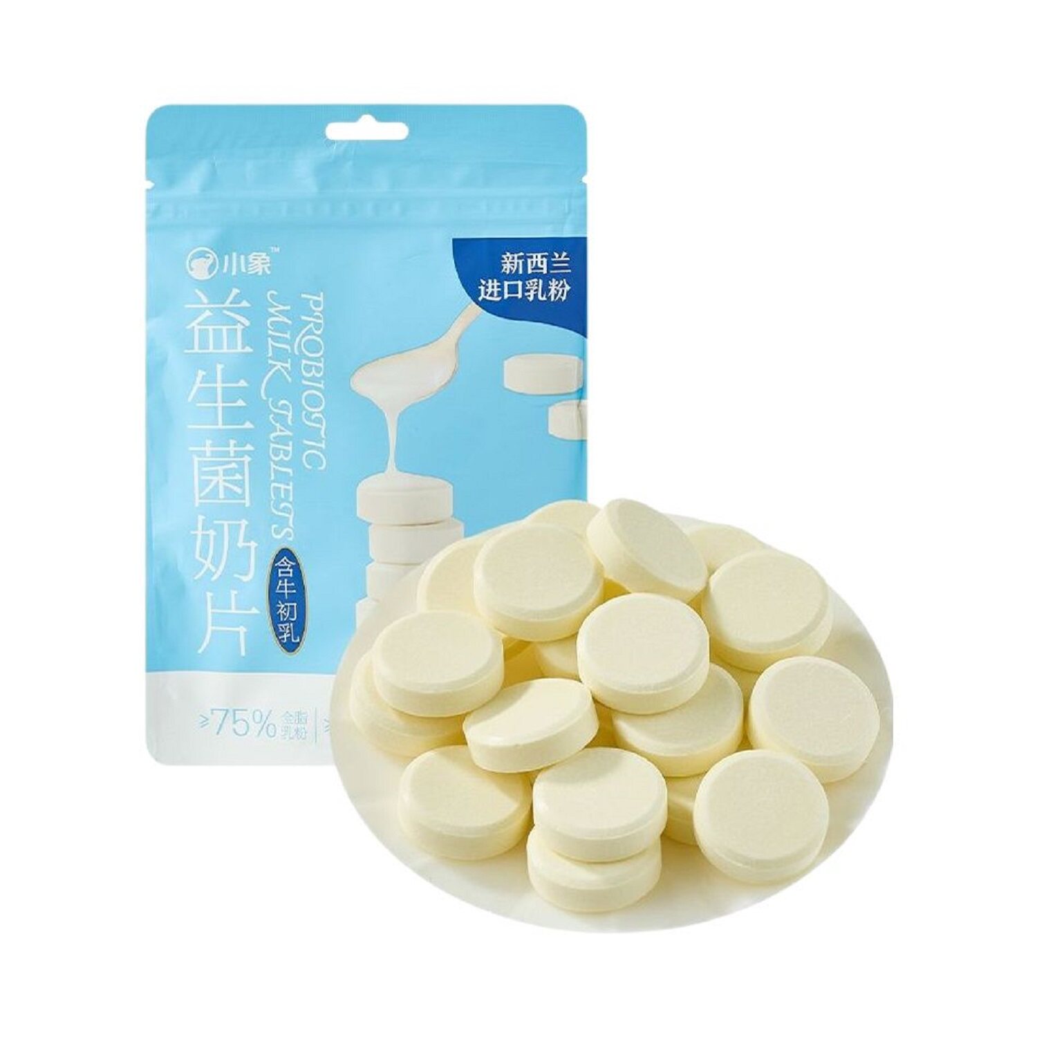 小象益生菌奶片(含牛初乳)200g(84-86颗)休闲零食糖果超市代购