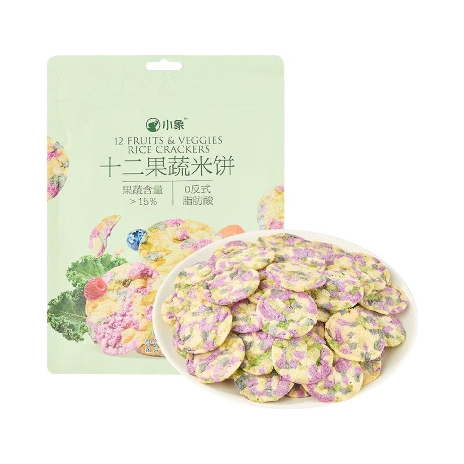 小象十二果蔬米饼天妇罗虾饼蔬菜米饼干休闲健康零食超市代购
