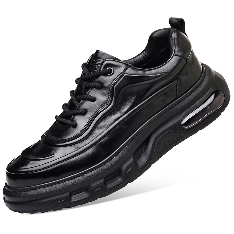 老爷车2026秋冬新款男士真皮休闲系带百搭厚底低帮时尚潮流健步鞋