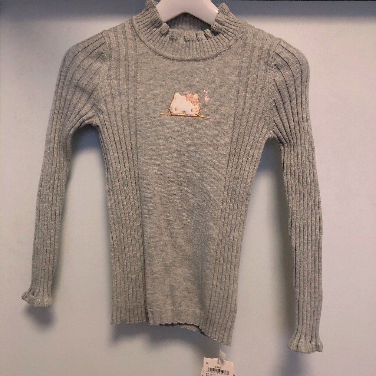 Hello kitty女童春秋针织打底衫纯棉贴身弹力毛衣半高领套头毛衫