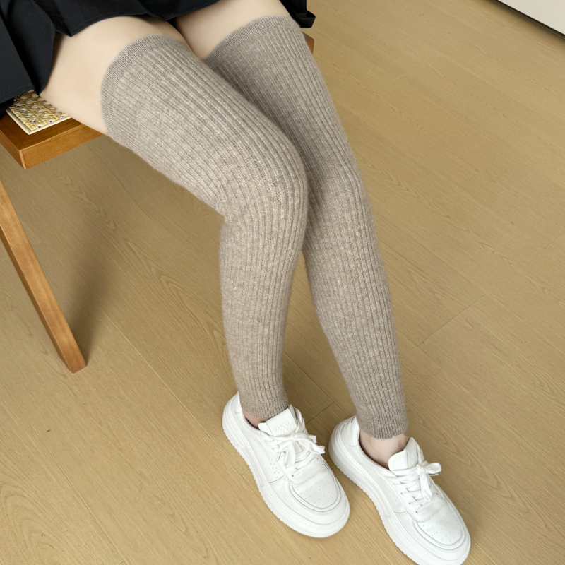 100%山羊绒女过膝保暖长筒袜