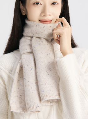 100%纯山羊绒彩点围巾女秋冬百搭针织保暖围脖高级感围脖柔软舒适