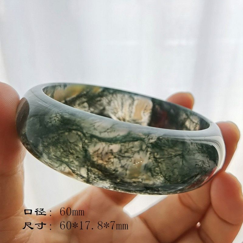 阜新金果玛瑙天然绿色印度水草精品女款手镯原创设计宫廷新品上市