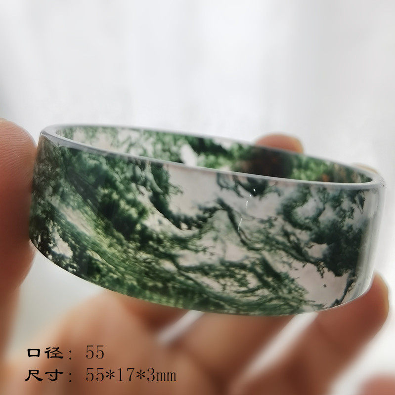 阜新金果玛瑙天然印度水草玛瑙女士韩版平口手镯原创设计新品上市