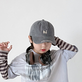 儿童棒球帽春秋季 洋气字母HI男童防晒鸭舌帽潮牌百搭女童出游帽子