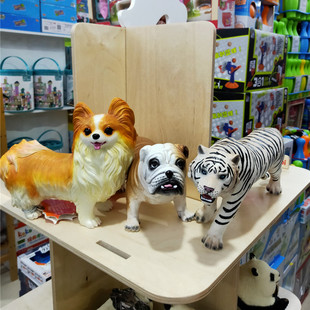TNG儿童玩具仿真动物模型狗狗蝴蝶犬法斗牛犬白孟加拉虎软胶摆件