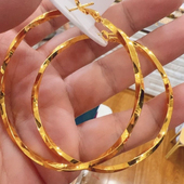 S925银针大圆环耳圈2024年新款 夸张素圈耳饰女 潮欧美气质耳环个性