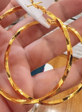 S925银针大圆环耳圈2024年新款潮欧美气质耳环个性夸张素圈耳饰女