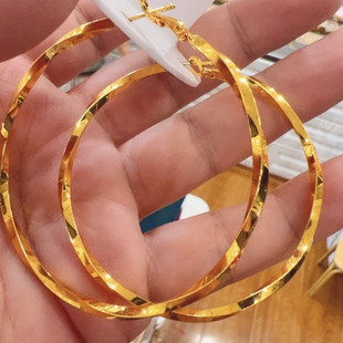 S925银针大圆环耳圈2024年新款 夸张素圈耳饰女 潮欧美气质耳环个性