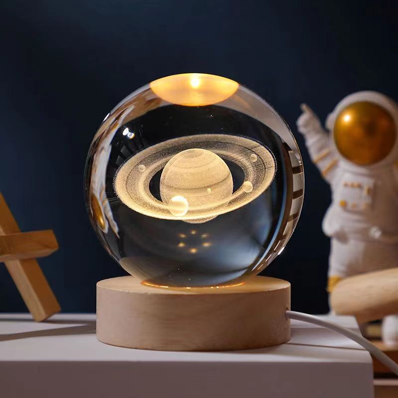 创意星空3D内雕水晶球小夜灯发光桌面摆件毕业季礼物送女生生日