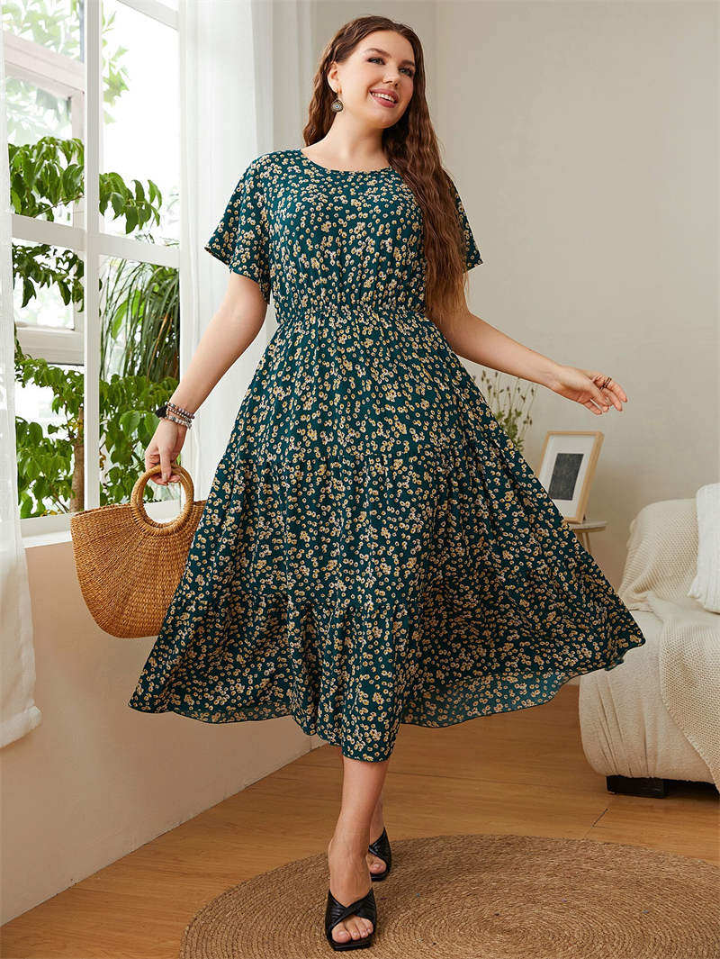 Plus Size Summer Chiffon Dress XL-4XL Long Maxi Skirt - Taobao product photo 3