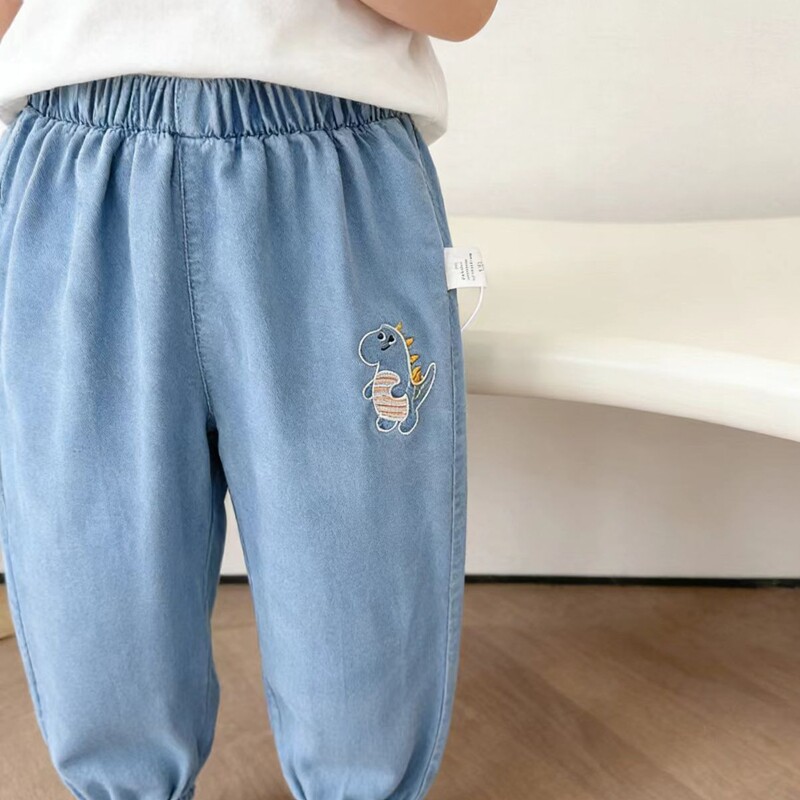 婴唯棉男童天丝牛仔裤夏季薄款中小童柔软透气外出百搭休闲长裤