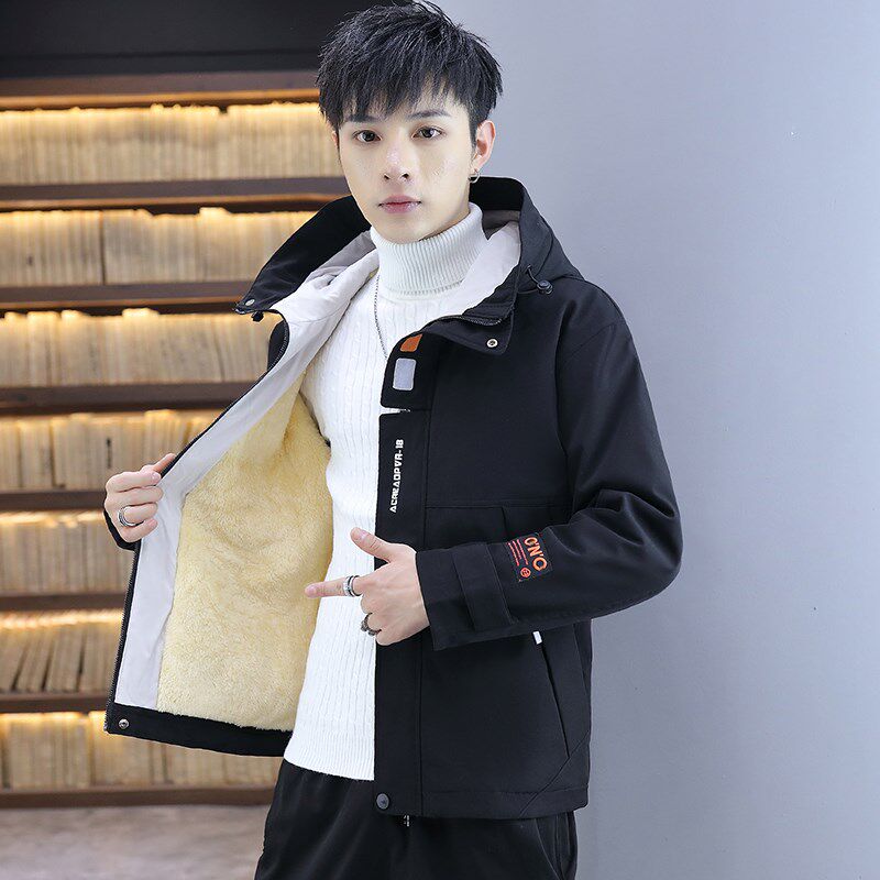 남성 후드 재킷 벨벳 면 코트 남성 두껍고 따뜻한 남성 면 의류 청소년 면 패딩 재킷 남성 코트 탑