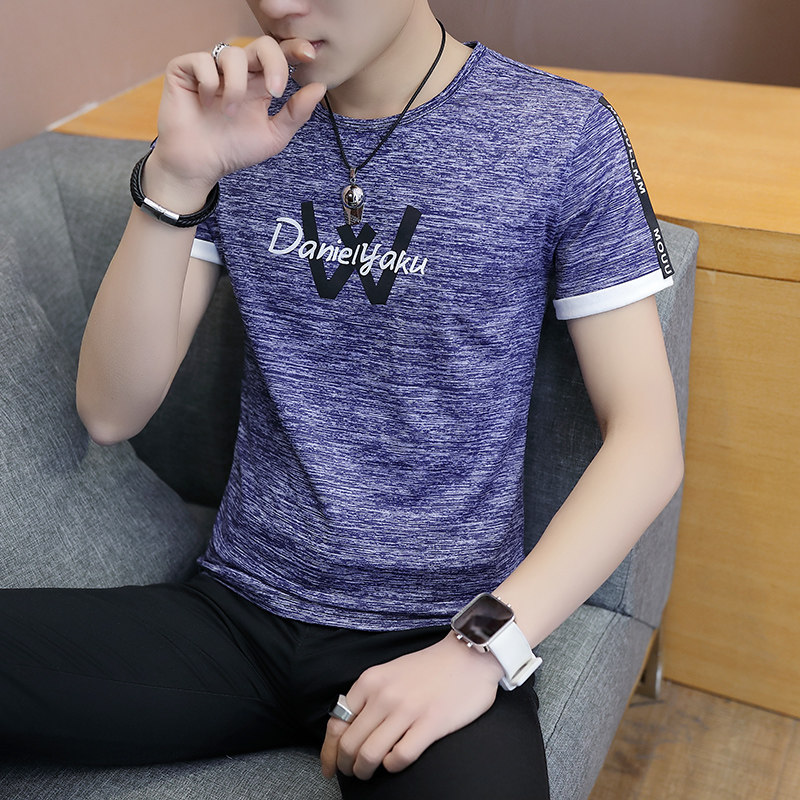 男士t恤衫2019夏季新款青年修身圆领半袖男韩版潮流时尚套头短袖在类目 男装, T恤中 - 来自Buy2taobao.com提供专业的淘宝代购服务