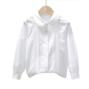 儿童加绒加厚秋冬款校服演出服男女童白衬衣小学生纯棉白衬衣