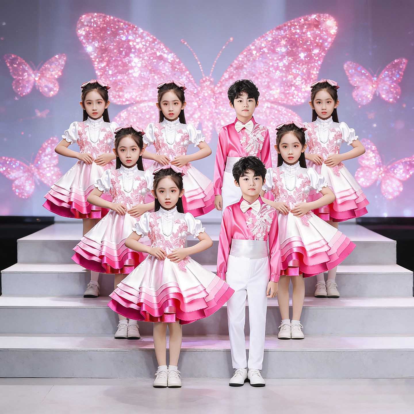 六一儿童演出服幼儿合唱朗诵表演服装男女童舞蹈服小学生蓬蓬裙