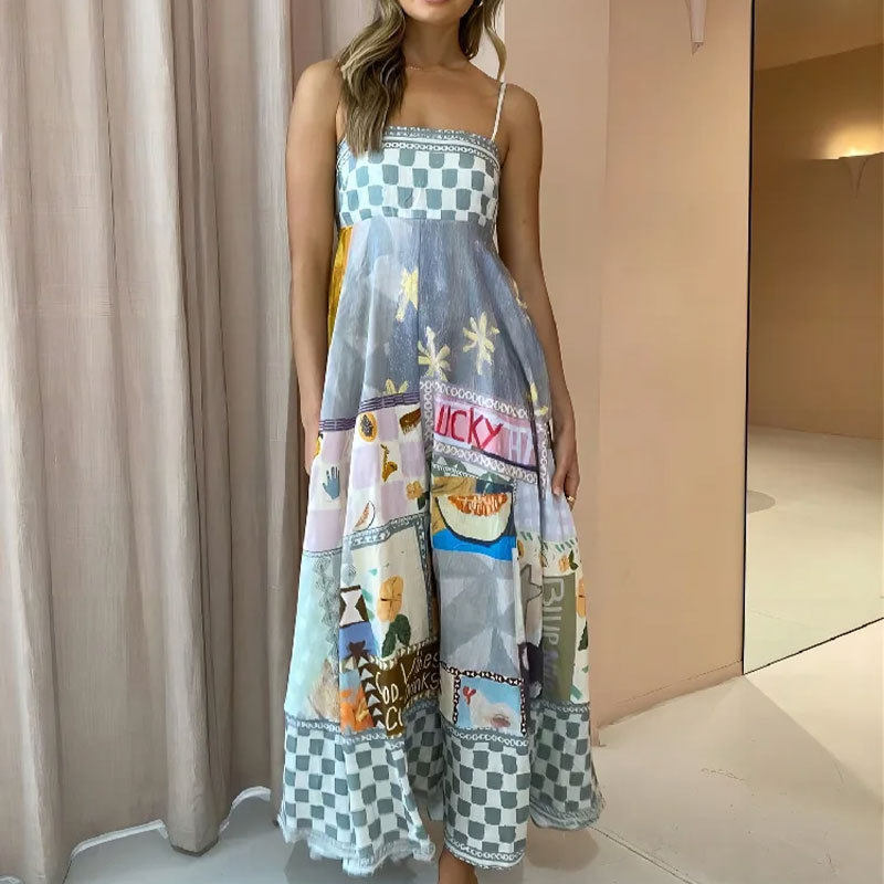 2026 women clothes春季 欧美女装新款气质优雅高腰印花吊带休闲