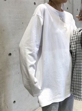 2026 women clothes春季白色打底衫女装新款长袖上衣女韩版宽松洋