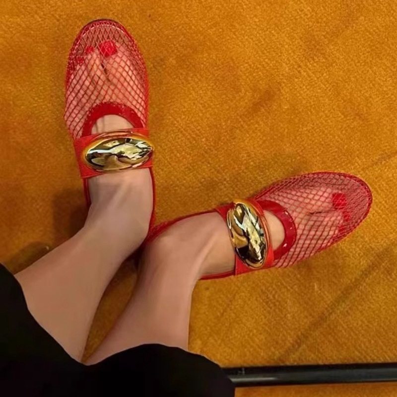 2026 shoes women欧美外贸透气渔网漆皮圆头一字带扣金属芭蕾舞鞋,流行男鞋,单鞋,淘宝优惠券,粉丝福利购,淘宝优惠卷