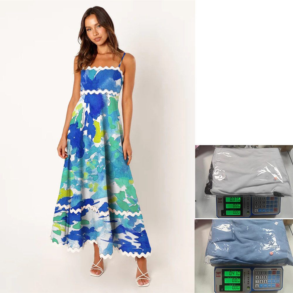 2026 women clothes25年夏季新款纯色花边拼接优雅吊带抹胸超大摆