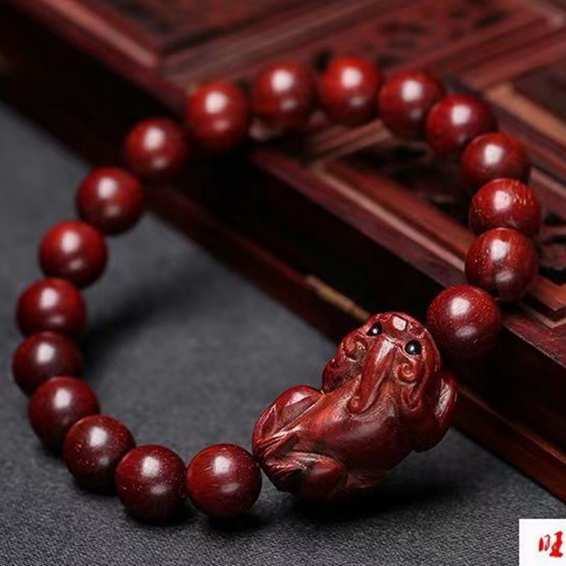 情侣小叶紫檀复古佛念珠盘文手串