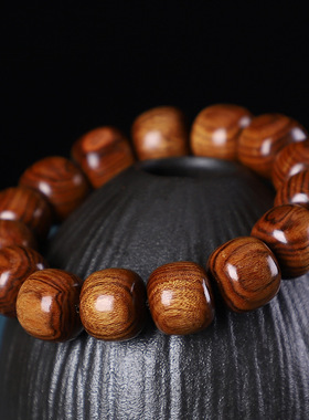 情侣民族风黄花梨老型桶珠手串
