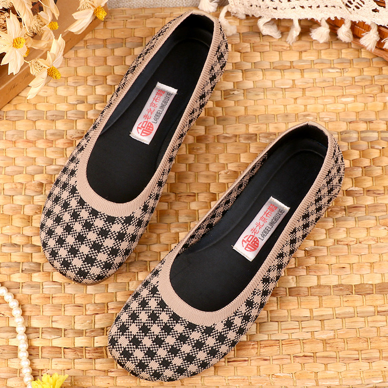 老北京布鞋女平底春秋软底妈妈单鞋格子百搭休闲一脚蹬懒人豆豆鞋,女鞋,乐福鞋（豆豆鞋）,淘宝优惠券,粉丝福利购,淘宝优惠卷