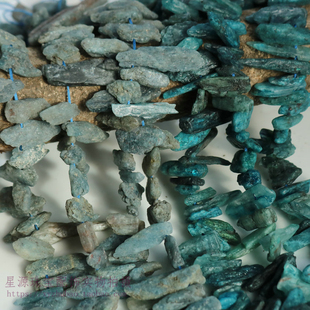 天然蓝晶石不定型长牙原石 边孔磷灰石碎石原矿复古风diy饰品配件