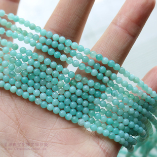 3mm小圆珠天然亚马逊天河石散珠半成品长链 配珠 diy手串饰品配件
