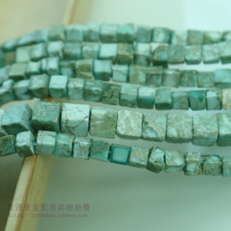 天然绿草松石四方珠方糖正方散珠