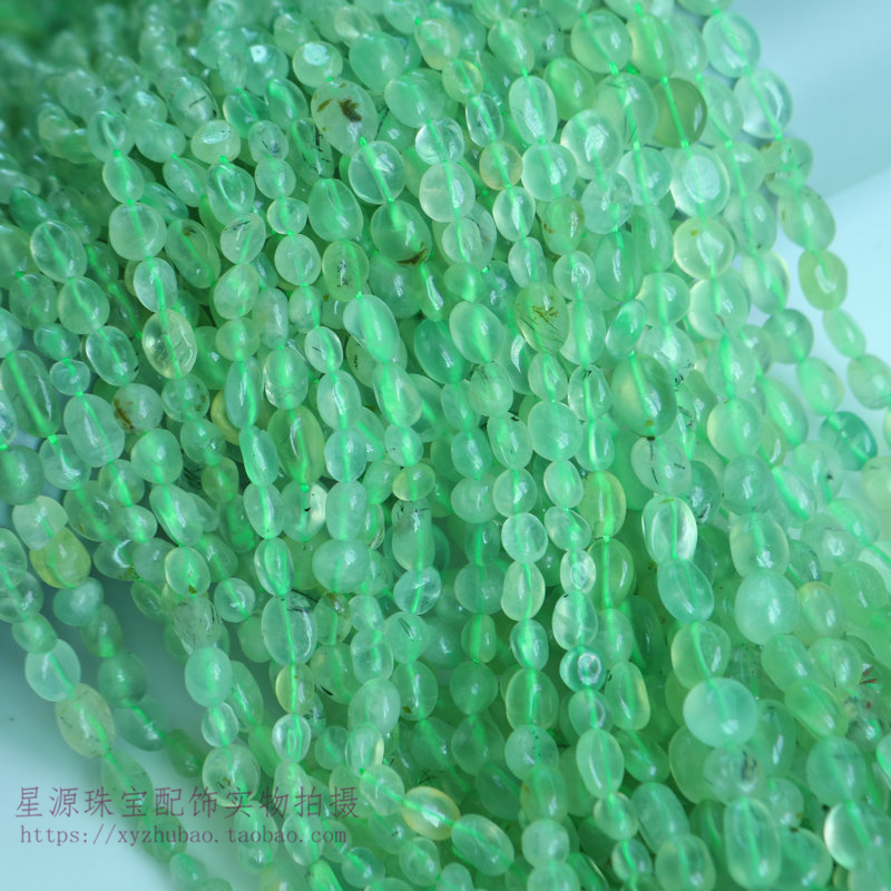 天然葡萄石绿榴石珠随形光面碎石